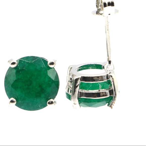 🔥ELEGANT GENUINE NATURAL GREEN EMERALD STUDS 9X9 - Picture 3 of 3
